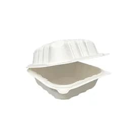 Victoria Bay Take-Out Container Hinged 6X6X3.25 IN MFPP Ivory Square Freezer Safe Microwave Safe 250/Case