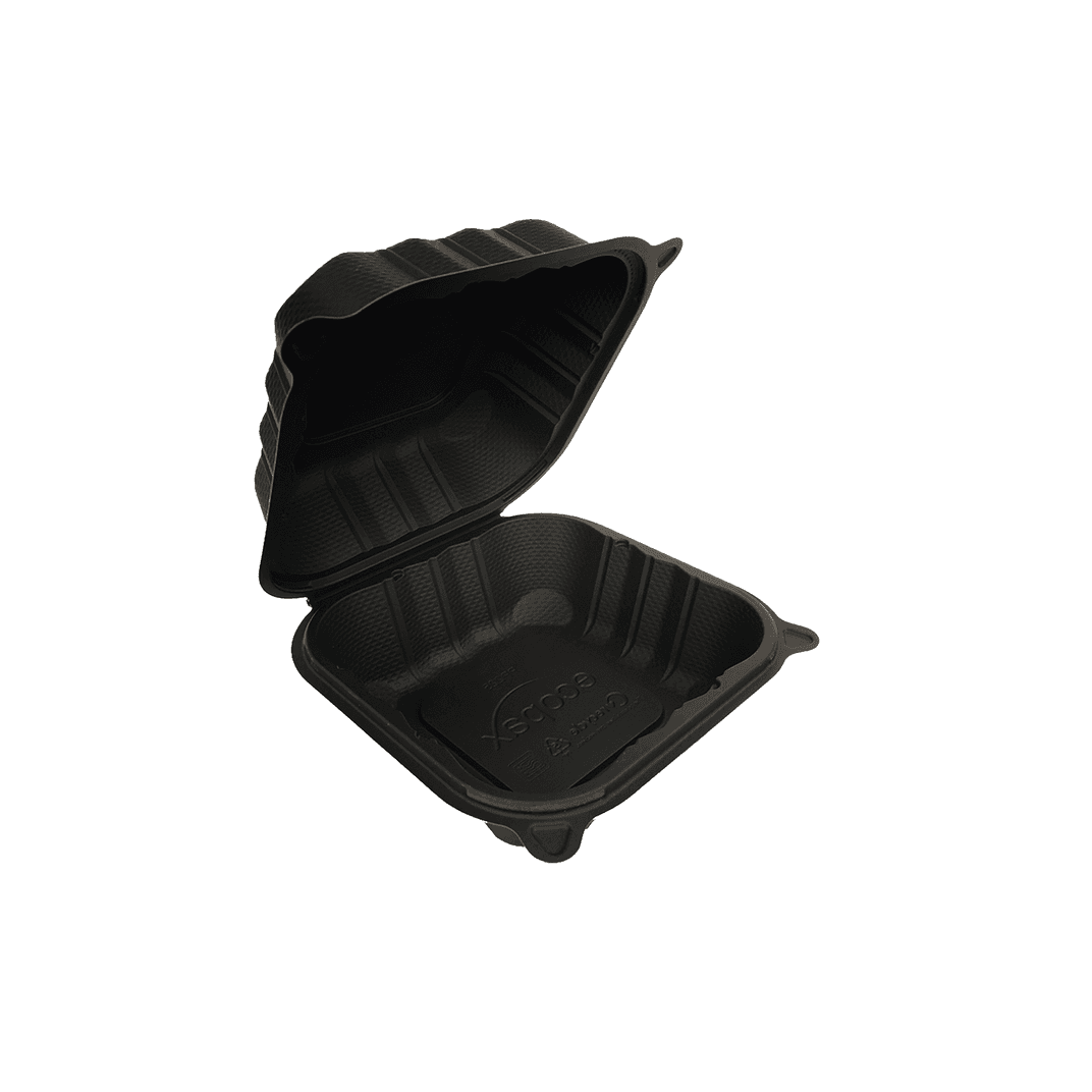 Victoria Bay Take-Out Container Hinged 6X6X3.25 IN MFPP Black Square Freezer Safe Microwave Safe 250/Case