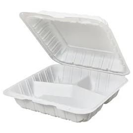 Victoria Bay Take-Out Container Hinged 9X9X3 IN 3 Compartment MFPP Ivory Square Freezer Safe Microwave Safe 150/Case
