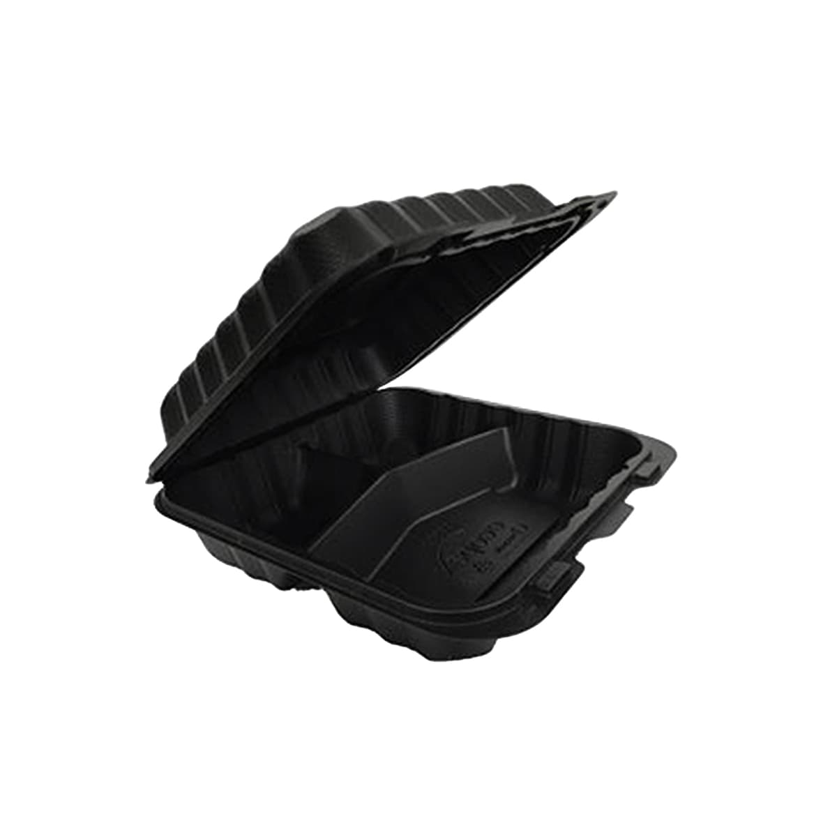 Victoria Bay Take-Out Container Hinged 9X9X3 IN 3 Compartment MFPP Black Square Freezer Safe Microwave Safe 150/Case