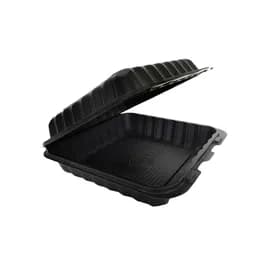 Victoria Bay Take-Out Container Hinged 9X9X3 IN MFPP Black Square Freezer Safe Microwave Safe 150/Case