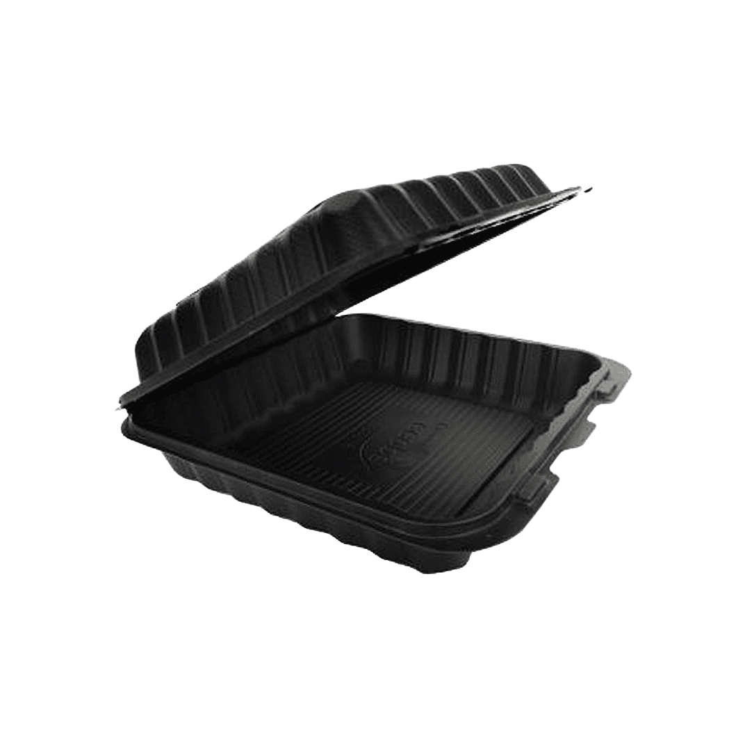Victoria Bay Take-Out Container Hinged 9X9X3 IN MFPP Black Square Freezer Safe Microwave Safe 150/Case