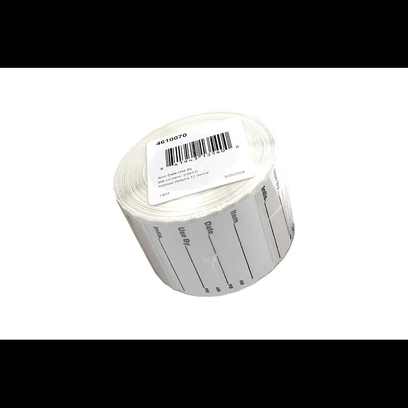 Item Date Use By Initals Label 2X2 IN White Square 500/Roll
