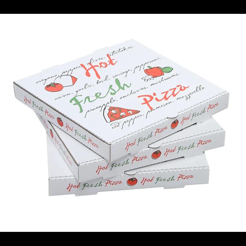 Pizza Box 7X7X1.63 IN Corrugated Cardboard White Kraft Stock Print B-Flute 50/Bundle