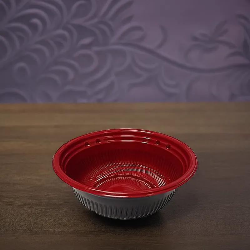 Rice Bowl 22 OZ Plastic Black Red 300 Count/Pack 1 Packs/Case