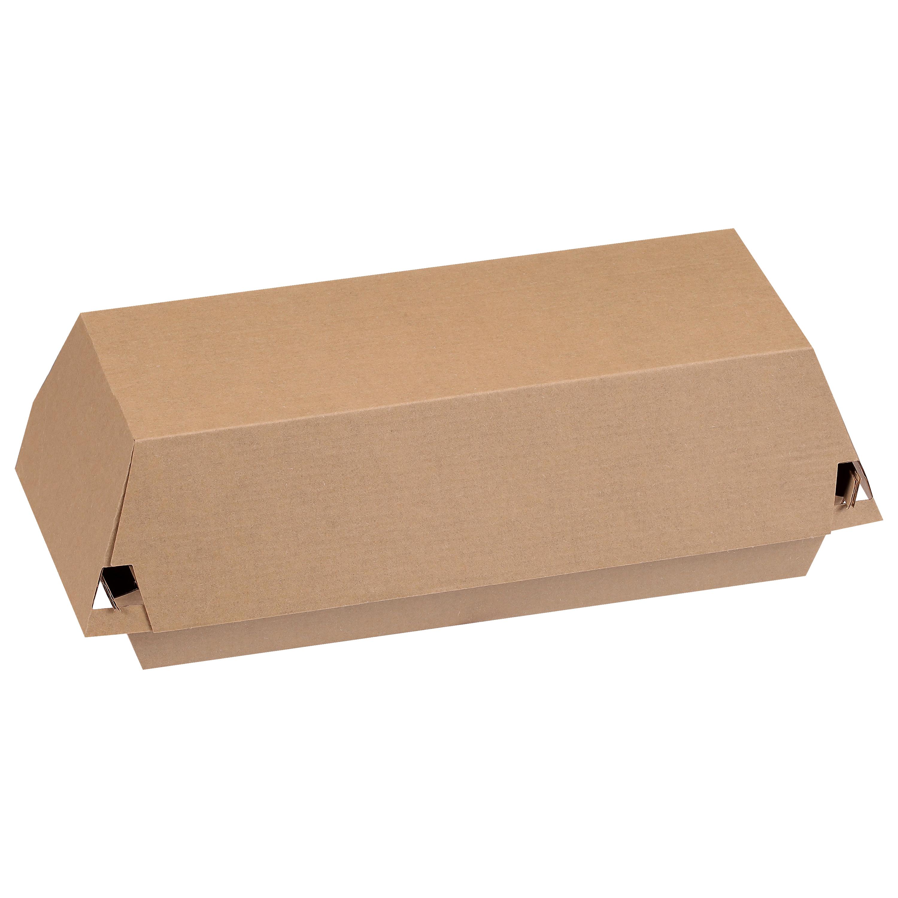 Take-Out Container Hinged Small (SM) Corrugated Cardboard Kraft Rectangle Fluted 420/Case