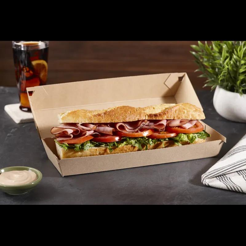 Take-Out Container Hinged Small (SM) Corrugated Cardboard Kraft Rectangle Fluted 420/Case