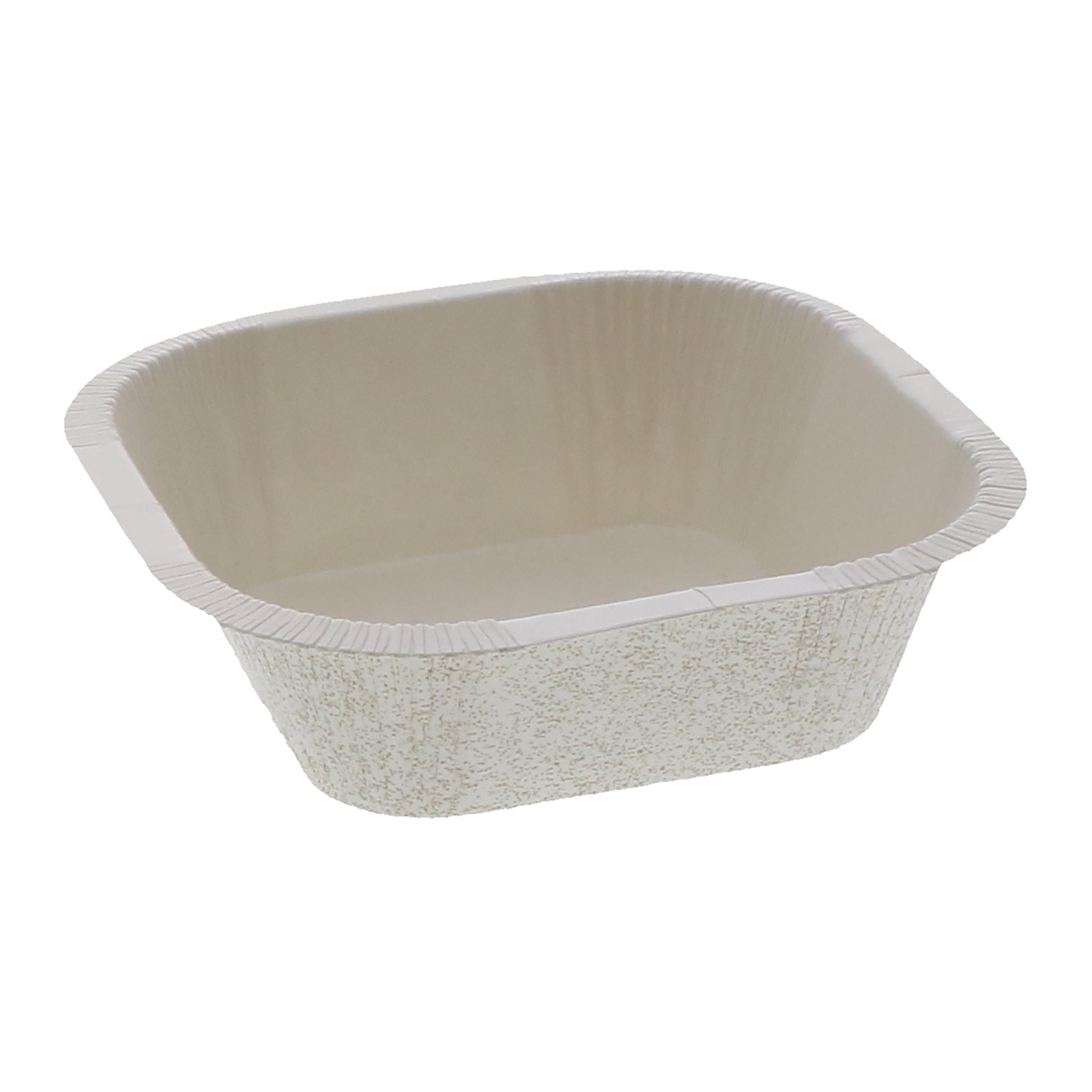 Pressware® Take-Out Container Base 4.625X4.625X1.375 IN Paperboard White Stoneware Dual Ovenable 1000/Case