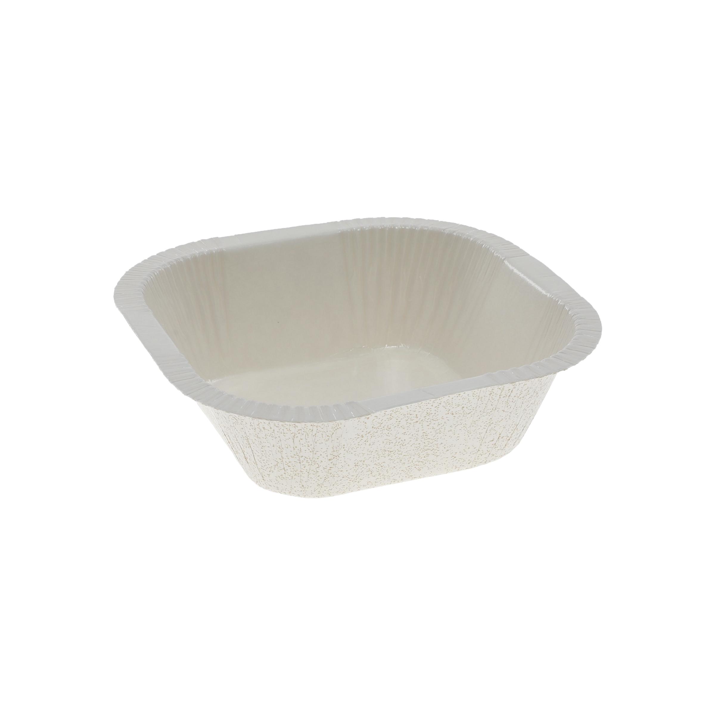 Pressware® Take-Out Tray 4.2X4.2X1.25 IN Paperboard White Brown Stoneware Dual Ovenable Freezer Safe 1500/Case