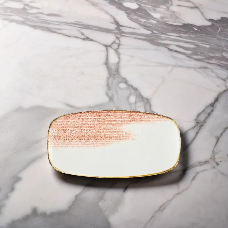 Plate 14X7.50 IN Orange Oblong 6 Count/Pack 1 Packs/Case