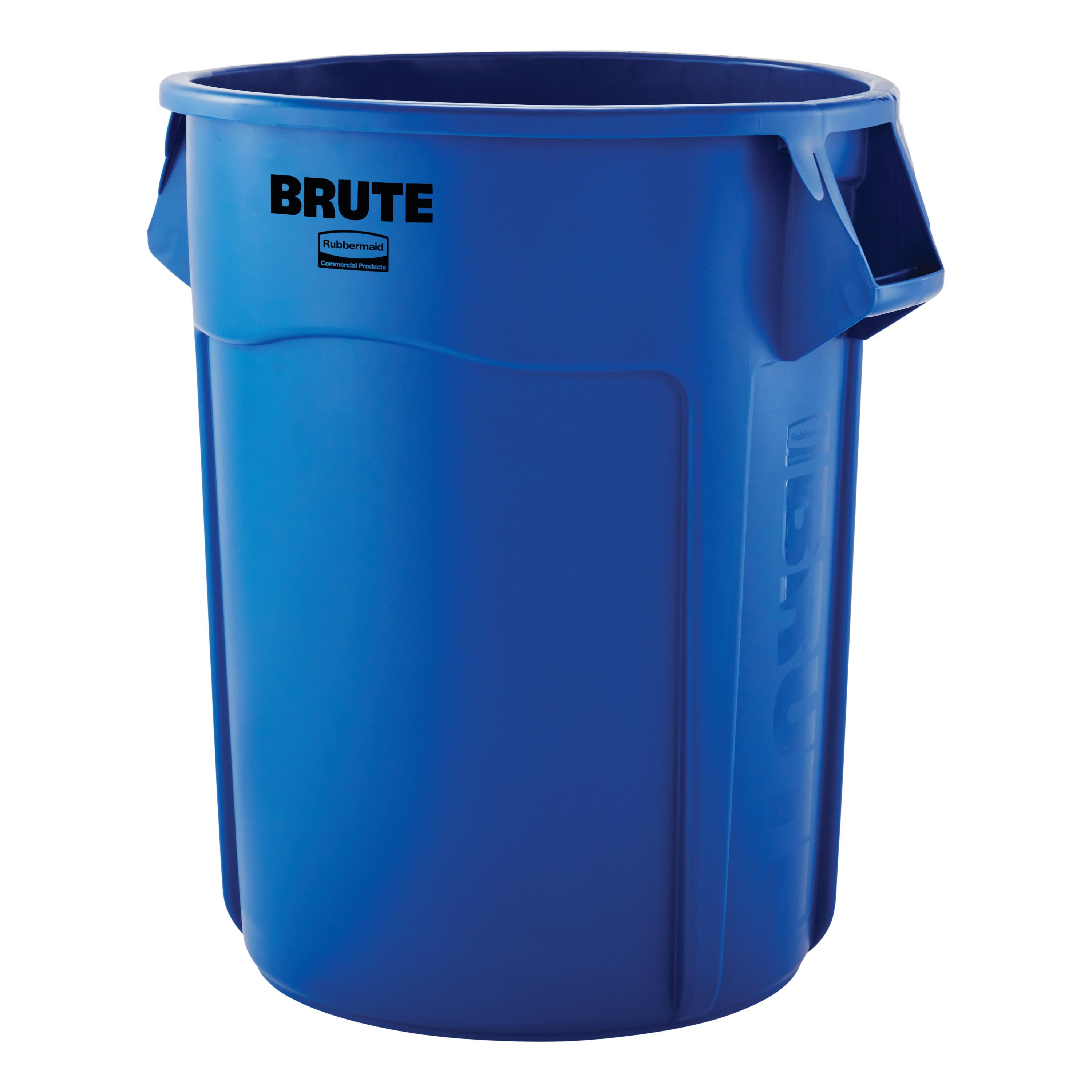 Brute® 1-Stream Trash Can 26.5X30X33 IN 55 GAL 220 QT Blue Resin Venting Channels Food Safe 1/Each