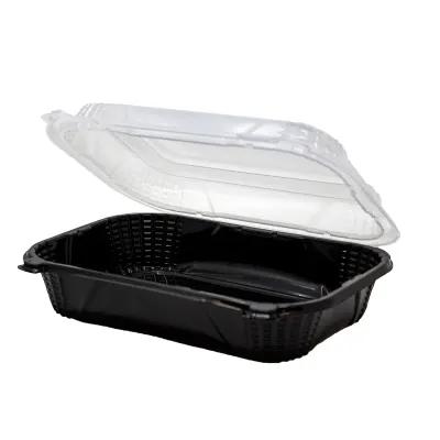 ProView Take-Out Container Hinged Large (LG) 9X7X3 IN PP Black Rectangle 300/Case