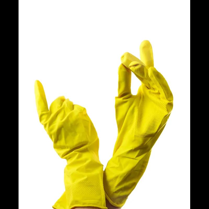 Household Gloves Medium (MED) Yellow Rubber Latex Reusable 1/Dozen
