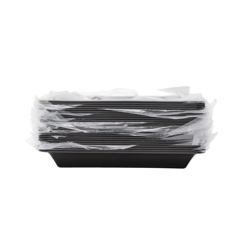 Take-Out Tray 10X8 IN PP Black Rectangle 25/Case
