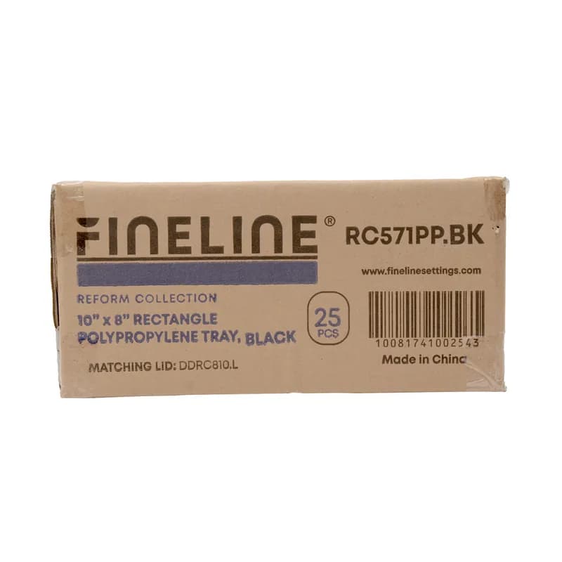 Take-Out Tray 10X8 IN PP Black Rectangle 25/Case