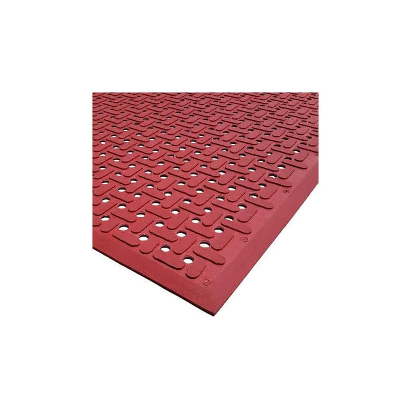 Anti-Fatigue Floor Mat 60X36X0.25 IN Red Rubber Greaseproof Perforated 1/Each