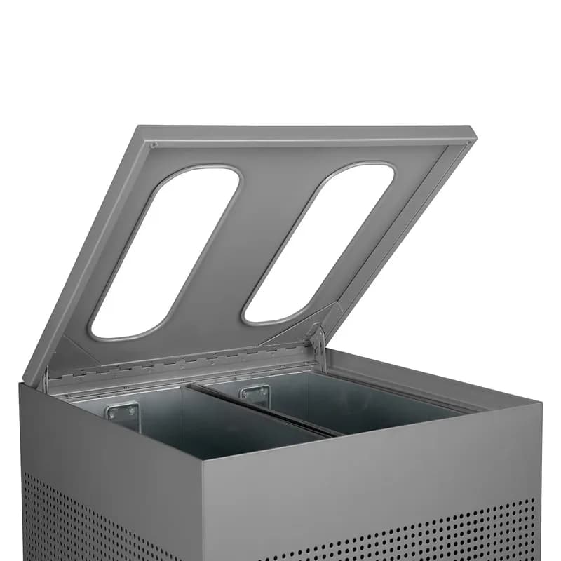 Silhouettes 2-Stream Trash Can 21.80X21.80X30.68 IN 34 GAL Stardust Silver Metallic Metal With Hinged Lid 1/Each