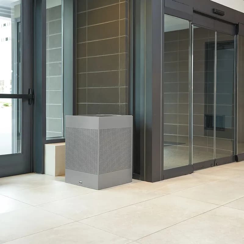 Silhouettes 2-Stream Trash Can 21.80X21.80X30.68 IN 34 GAL Stardust Silver Metallic Metal With Hinged Lid 1/Each