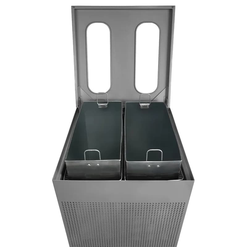 Silhouettes 2-Stream Trash Can 21.80X21.80X30.68 IN 34 GAL Stardust Silver Metallic Metal With Hinged Lid 1/Each