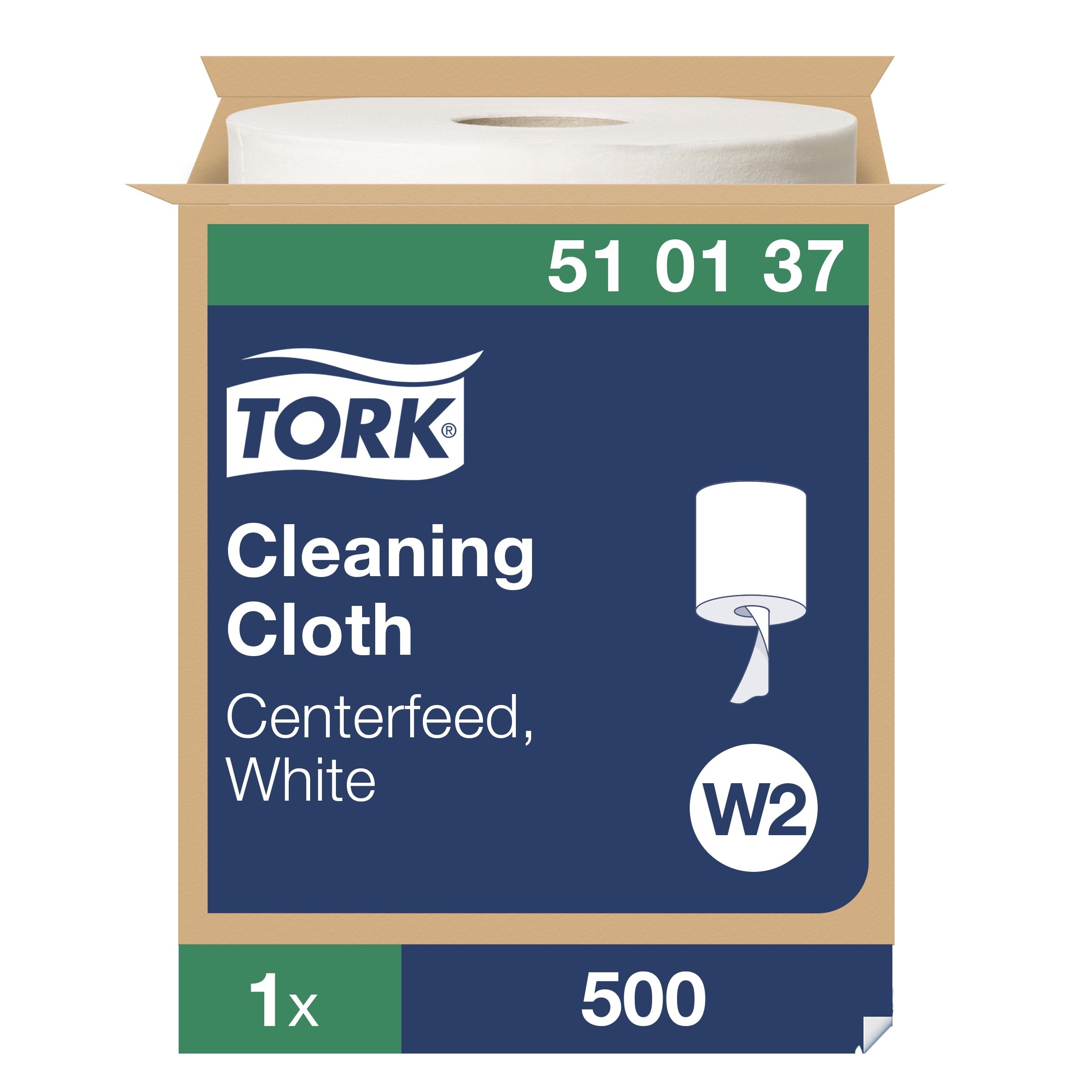 Tork W2 Cleaning Wipe 10X4.961 IN 416.667 FT White Embossed Centerpull Refill 500 Sheets/Roll 1 Rolls/Case