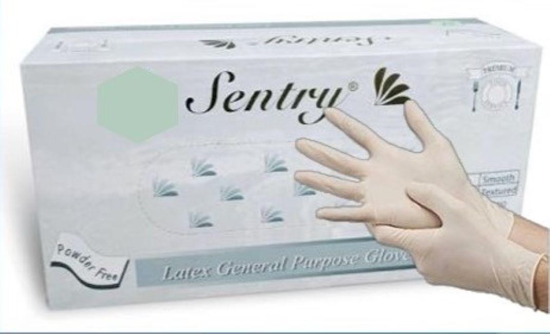 Sentry® Gloves Small (SM) Latex Powder-Free 100 Count/Pack 10 Packs/Case 1000 Count/Case