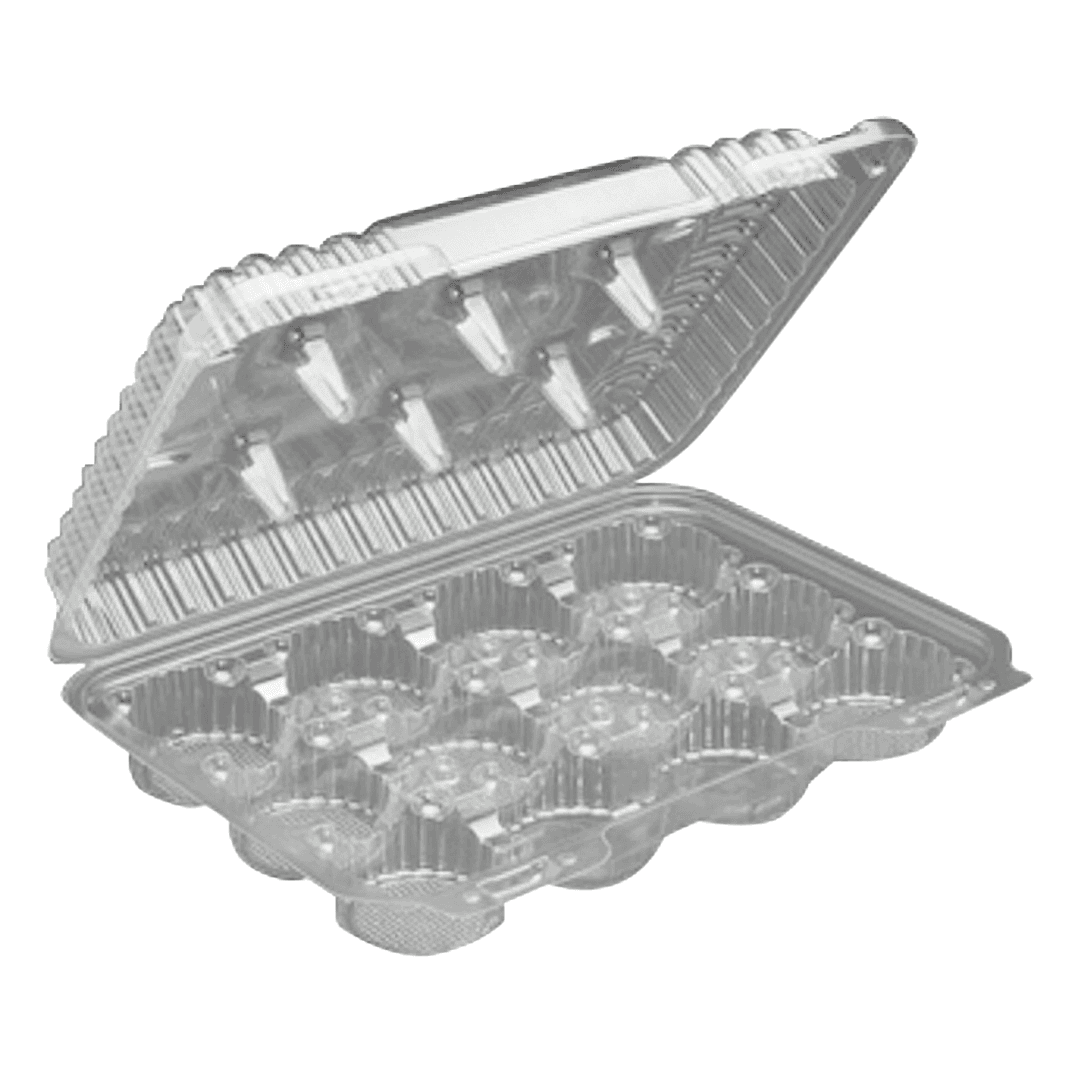 Mini Cupcake Hinged Container 12 Compartment Plastic Clear 250/Case