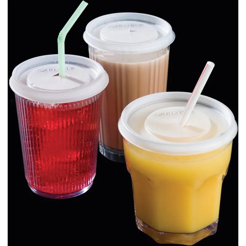 Lid Flat PS Translucent For 12 FLOZ Cold Tumbler Straw Slot 100 Count/Pack 10 Packs/Case 1000 Count/Case