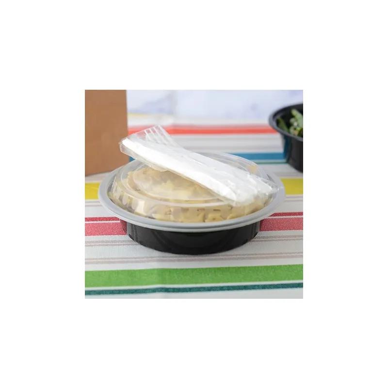 Take-Out Container Base & Lid Combo 48 OZ Black Round Microwave Safe 150/Case