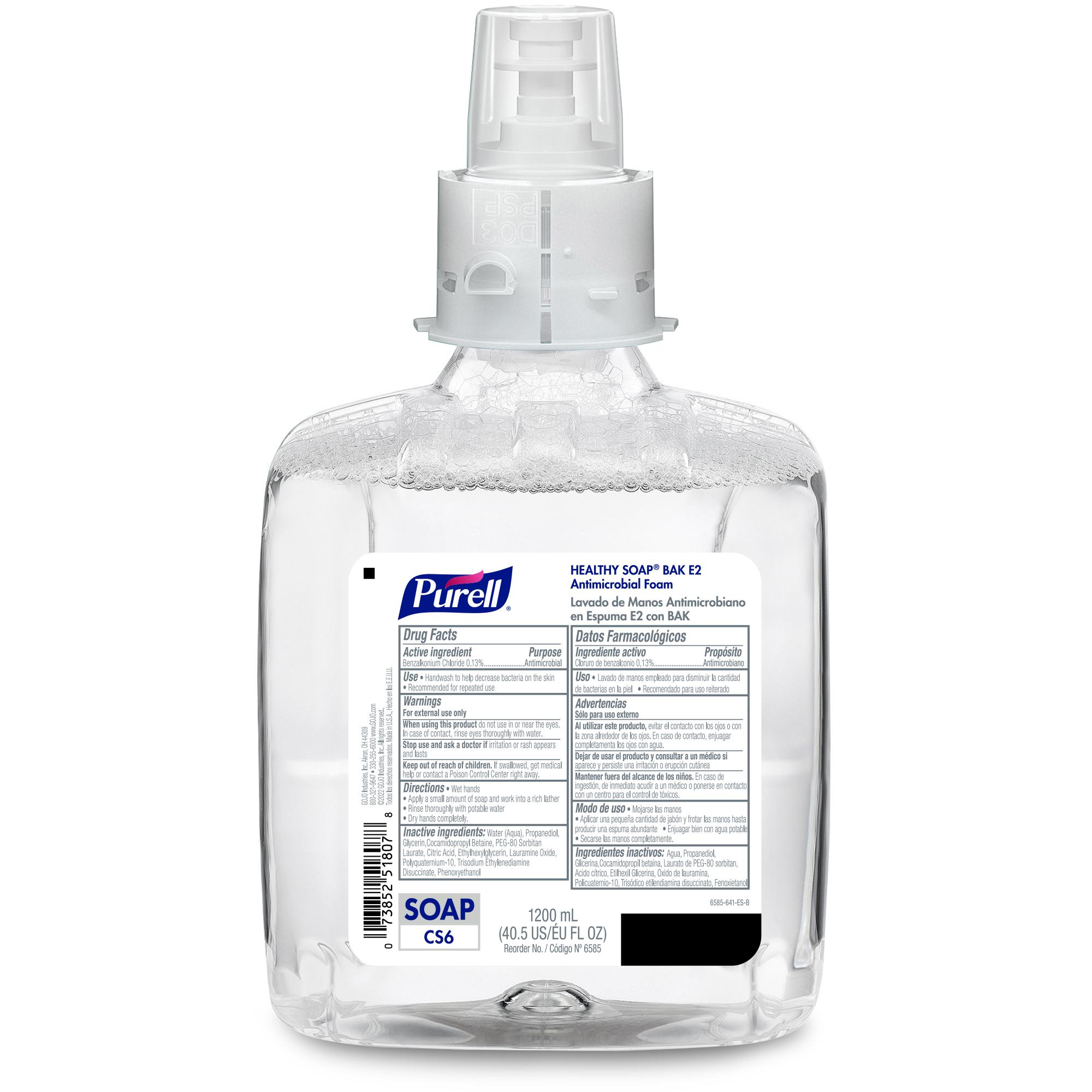 Purell® Hand Soap 1200 mL 5.18X3.45X7.3 IN Fragrance Free Clear Foaming For CS6 2/Case