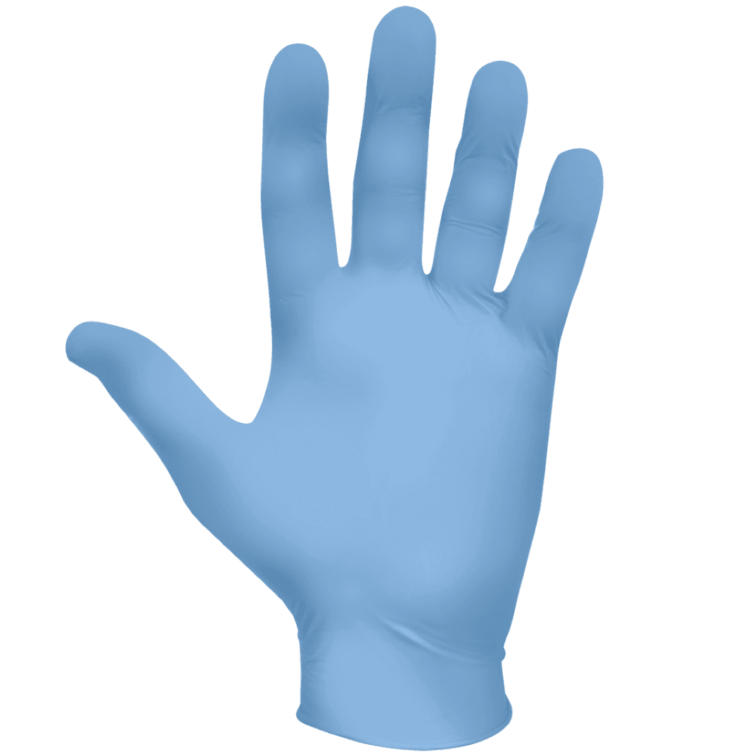 Gloves Medium (MED) 18 IN Blue 2.2MIL Nitrile Powder-Free Rolled Cuff 12/Dozen