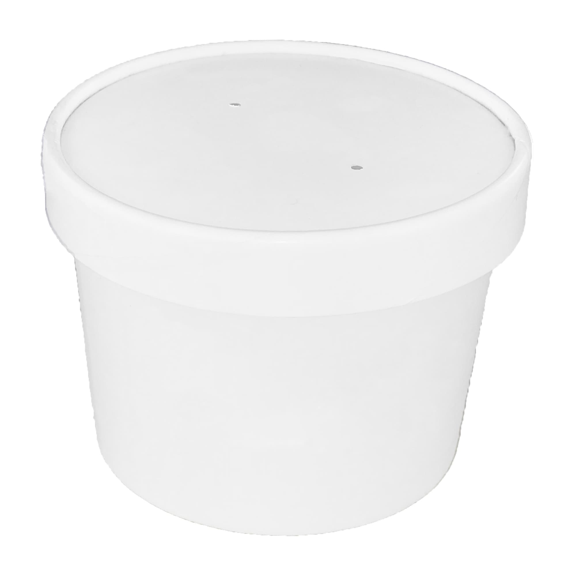 Victoria Bay Food Container Base & Lid Combo With Flat Lid 12 OZ Paper White Vented 250/Case