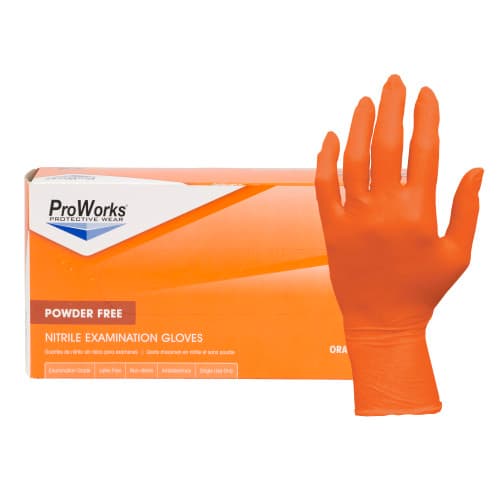 ProWorks® Examination Gloves XL Orange 5MIL Micro Texture Nitrile Powder-Free 100 Count/Box 10 Box/Case