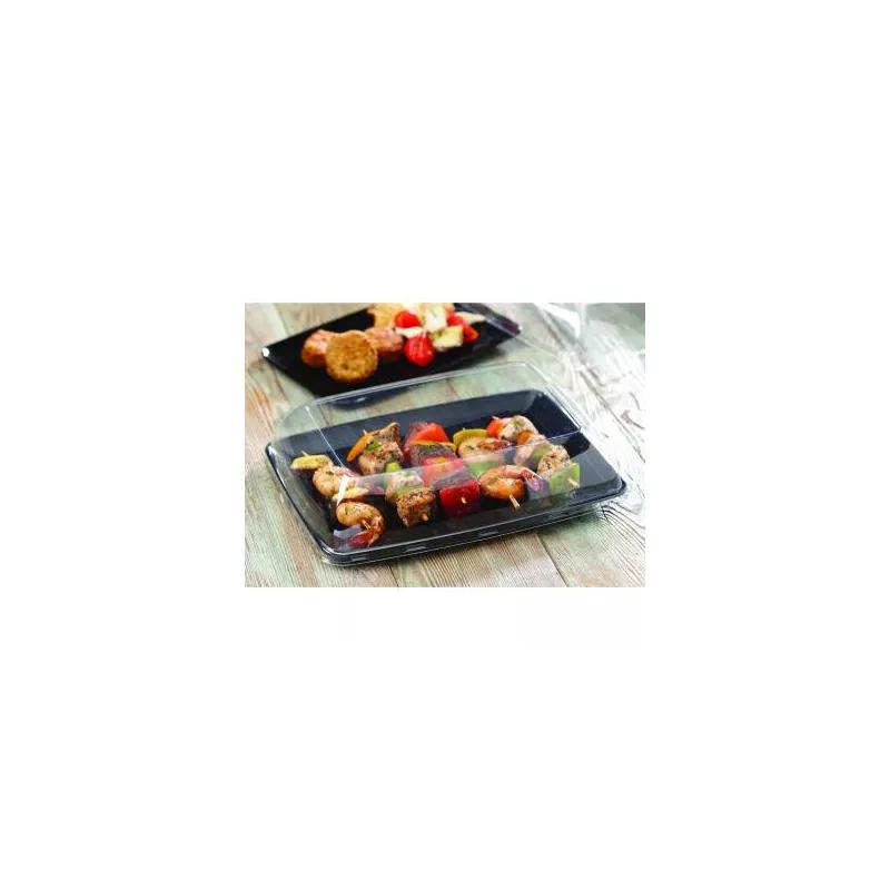 Mozaïk® Serving Tray Base & Lid Combo With High Dome Lid 8X11 IN PP Black Clear Rectangle 72/Case