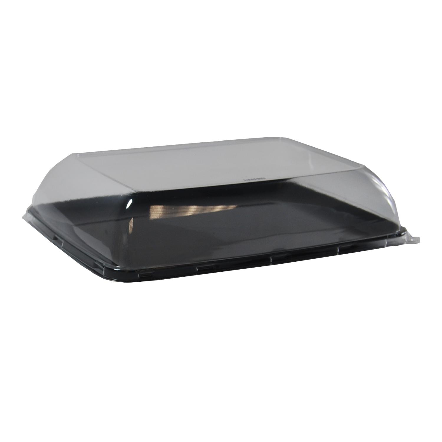 Mozaïk® Serving Tray Base & Lid Combo With High Dome Lid 8X11 IN PP Black Clear Rectangle 72/Case