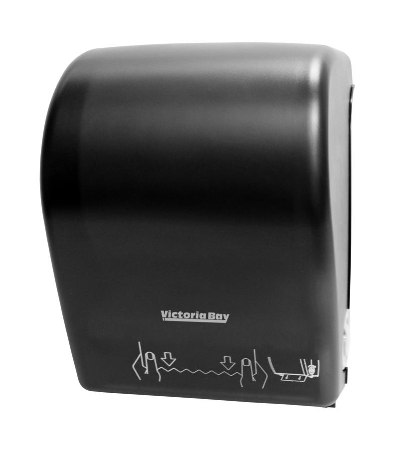 Victoria Bay Paper Towel Dispenser 8.98X11.43X15.02 IN Plastic Black Translucent 1-Roll Touchless Manual Auto Cut 1/Case