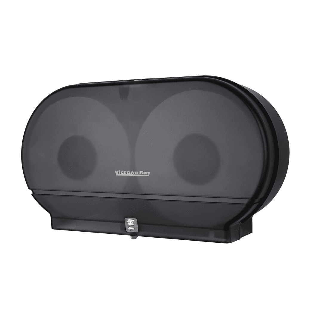 Victoria Bay Toilet Paper Dispenser 9X5.37X20.23X11.71 IN Black Translucent 2-Roll Jumbo Jr (JRT) Side-by-Side 1/Each