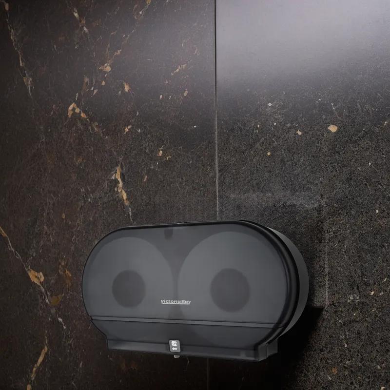 Victoria Bay Toilet Paper Dispenser 9X5.37X20.23X11.71 IN Black Translucent 2-Roll Jumbo Jr (JRT) Side-by-Side 1/Each