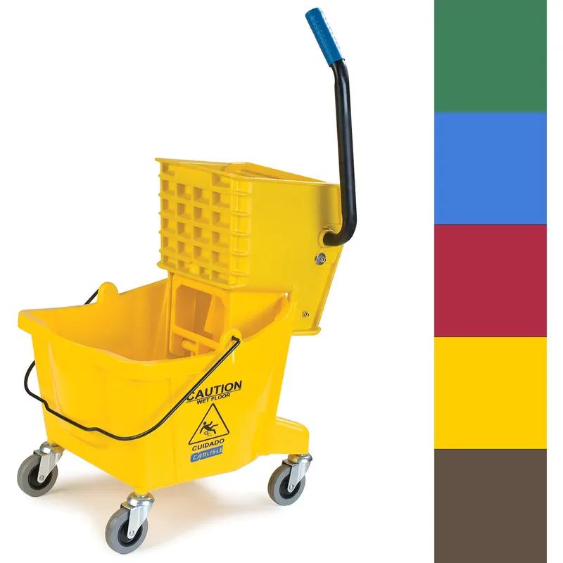 Mop Bucket & Wringer 18.50X16.50X16.50 IN 26 QT PP Yellow Side Press Durable 1/Each