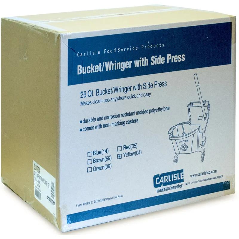Mop Bucket & Wringer 18.50X16.50X16.50 IN 26 QT PP Yellow Side Press Durable 1/Each