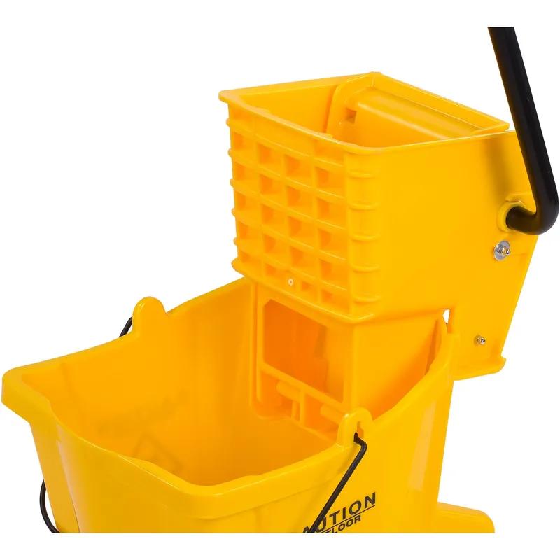 Mop Bucket & Wringer 18.50X16.50X16.50 IN 26 QT PP Yellow Side Press Durable 1/Each