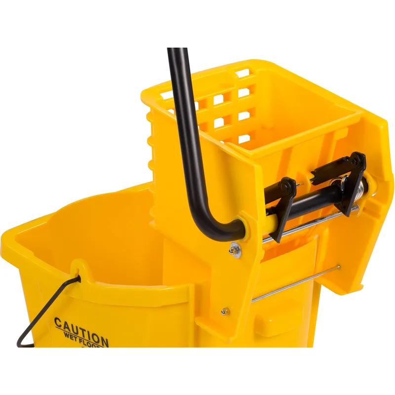 Mop Bucket & Wringer 18.50X16.50X16.50 IN 26 QT PP Yellow Side Press Durable 1/Each