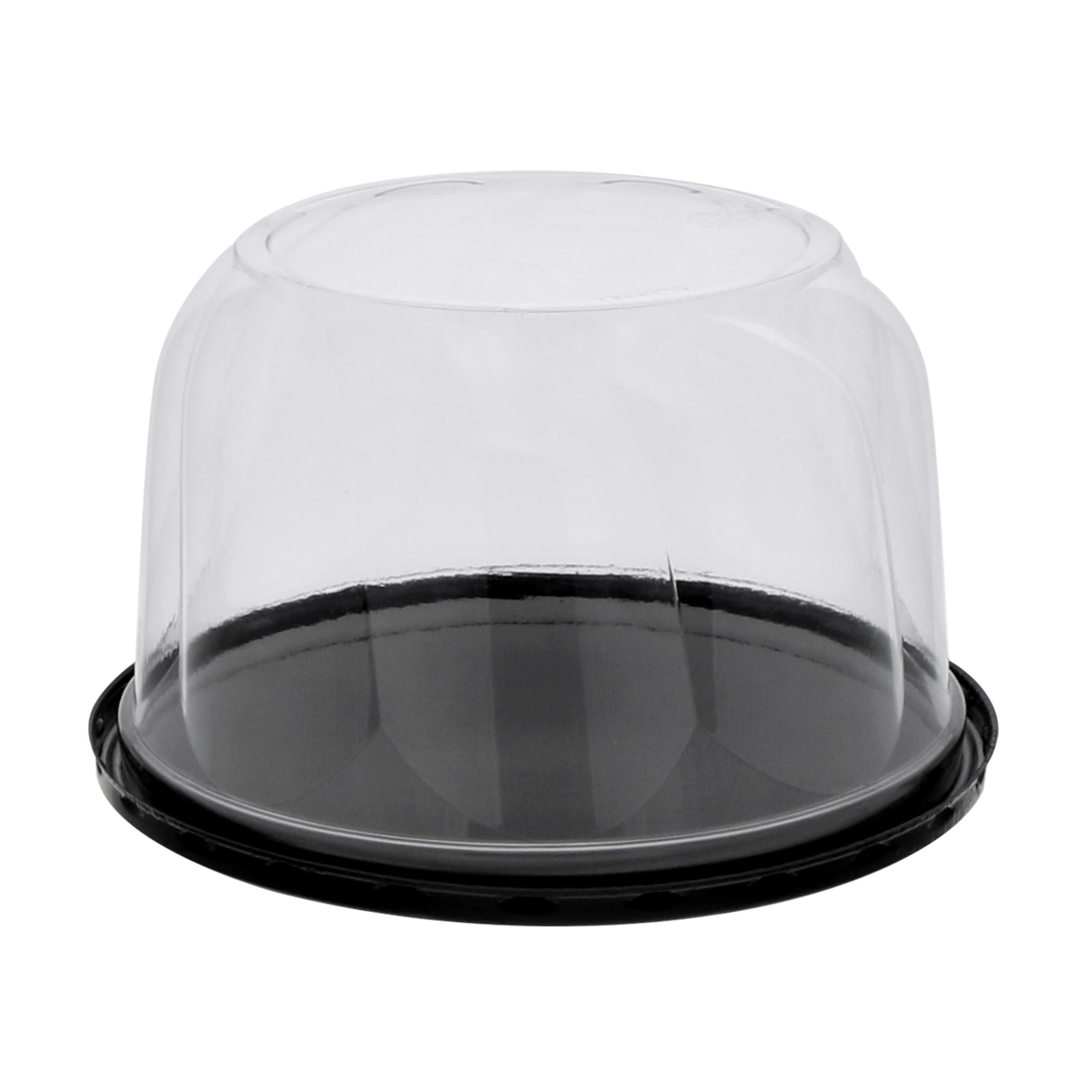 Bakery Container & Lid Combo With Dome Lid 6.83X4 IN PET Black Clear Round Swirl 200/Case