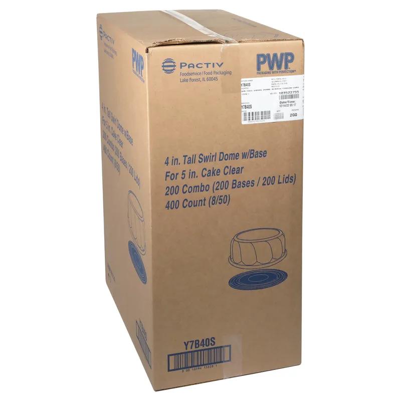 Bakery Container & Lid Combo With Dome Lid 6.83X4 IN PET Black Clear Round Swirl 200/Case