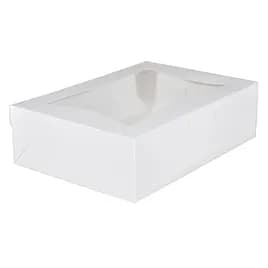 Bakery Box 14X10X4 IN SBS Paperboard White Rectangle Lock Corner With Window 100/Case
