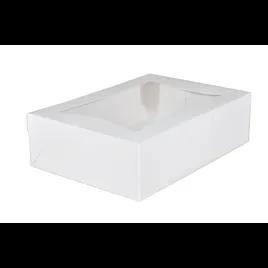 Bakery Box 14X10X4 IN SBS Paperboard White Rectangle Lock Corner With Window 100/Case