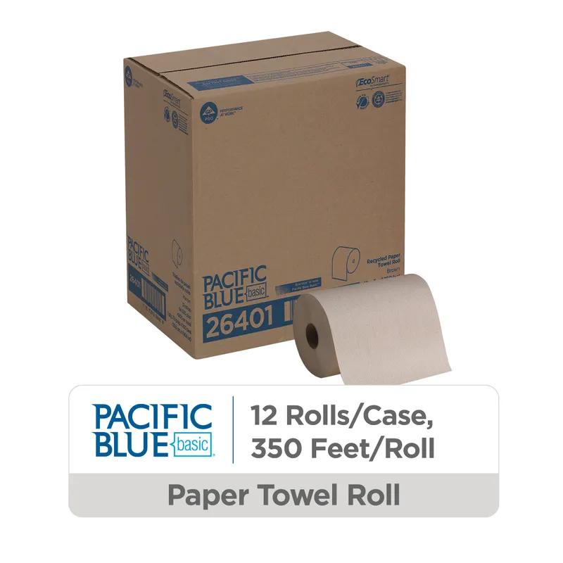 Pacific Blue Basic Roll Paper Towel 7.875IN X350FT 1PLY Kraft Standard Roll EPA Indicator 12 Rolls/Case