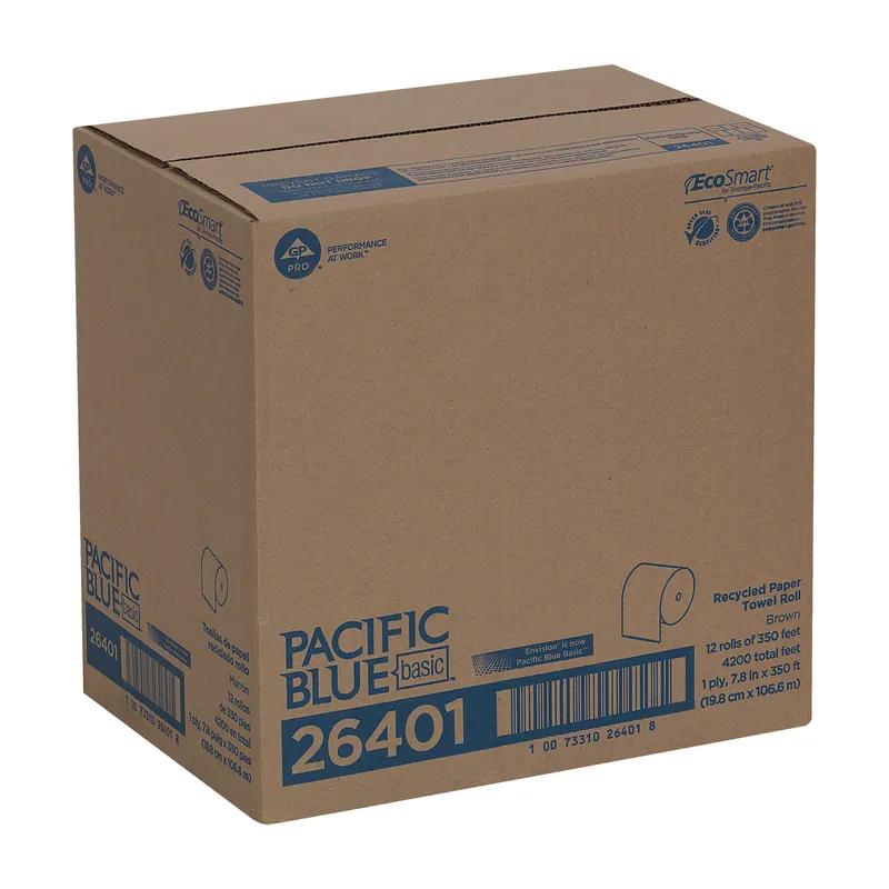 Pacific Blue Basic Roll Paper Towel 7.875IN X350FT 1PLY Kraft Standard Roll EPA Indicator 12 Rolls/Case
