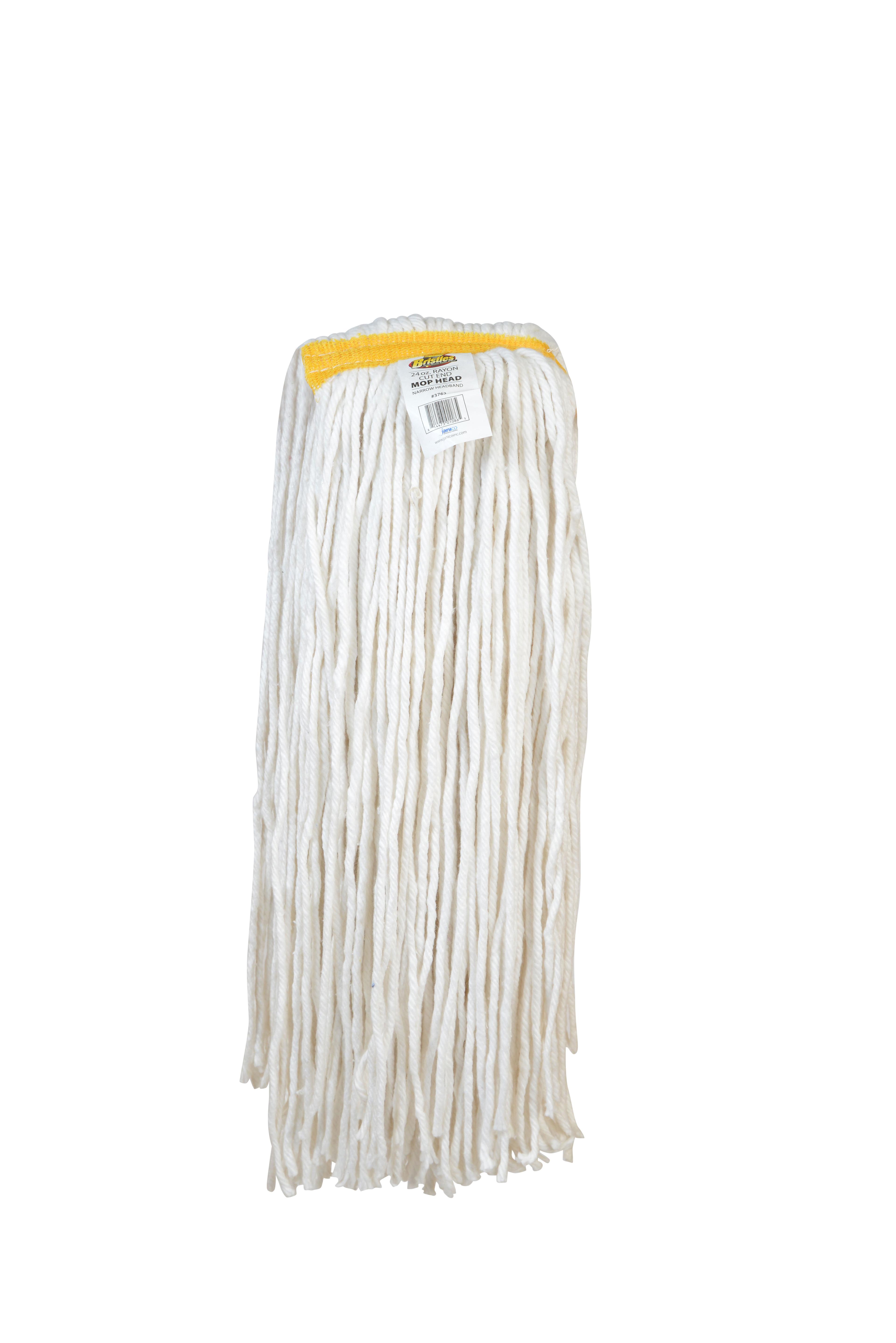 Mop Head 24 OZ White Rayon Cut End 1IN Narrow Headband Full Weight 12/Case