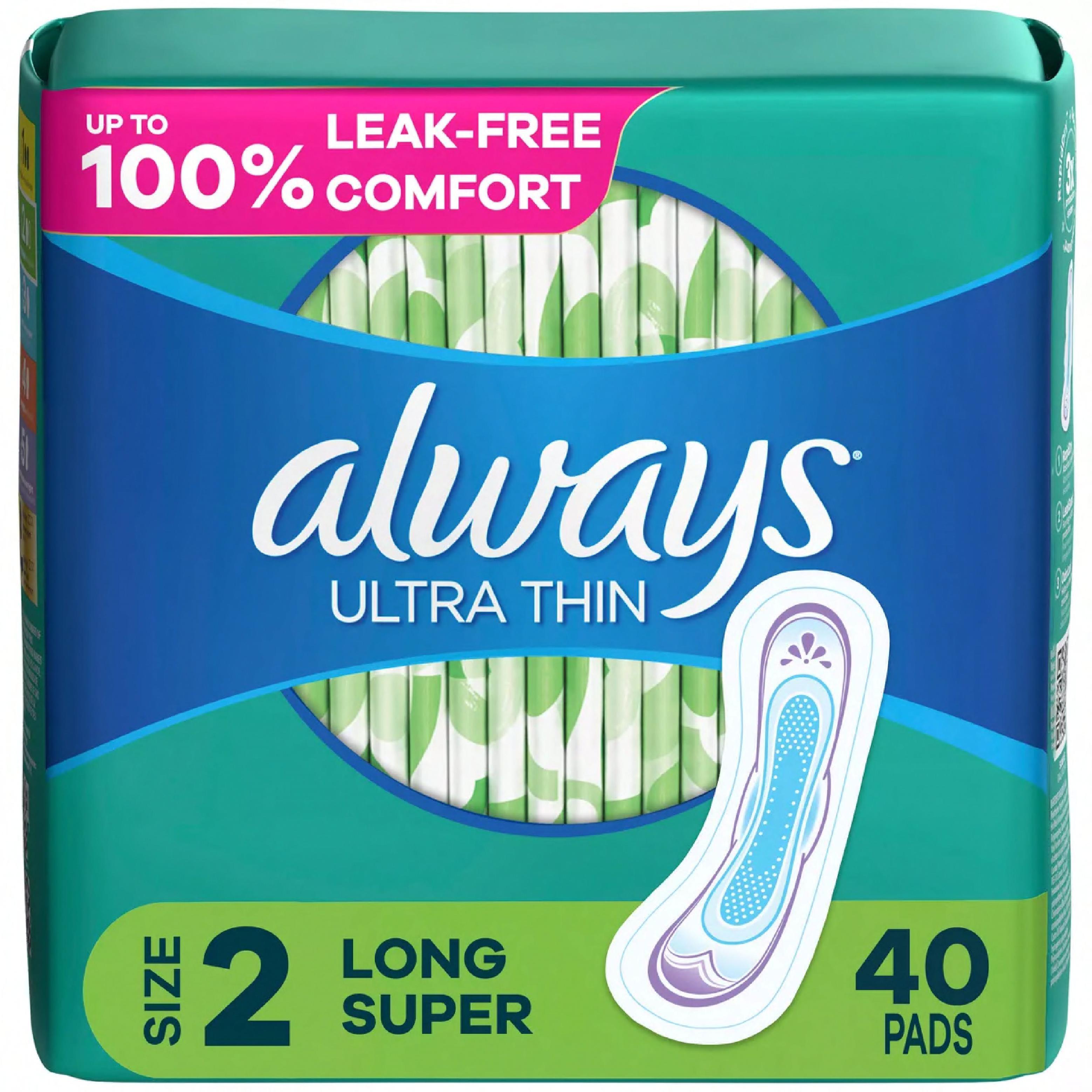 Always® Pad Super Absorbency 40 Count/Pack 6 Packs/Case 240 Count/Case