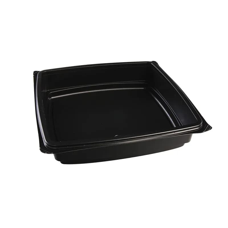 The BOTTLEBOX ® Take-Out Container Base 9X9X1.97 IN PP Black Square Deep 400/Case